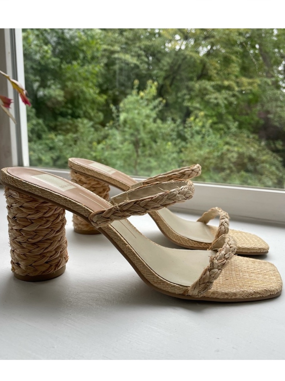 Dolce Vita Braided Natural Woven Block Heel Sandals